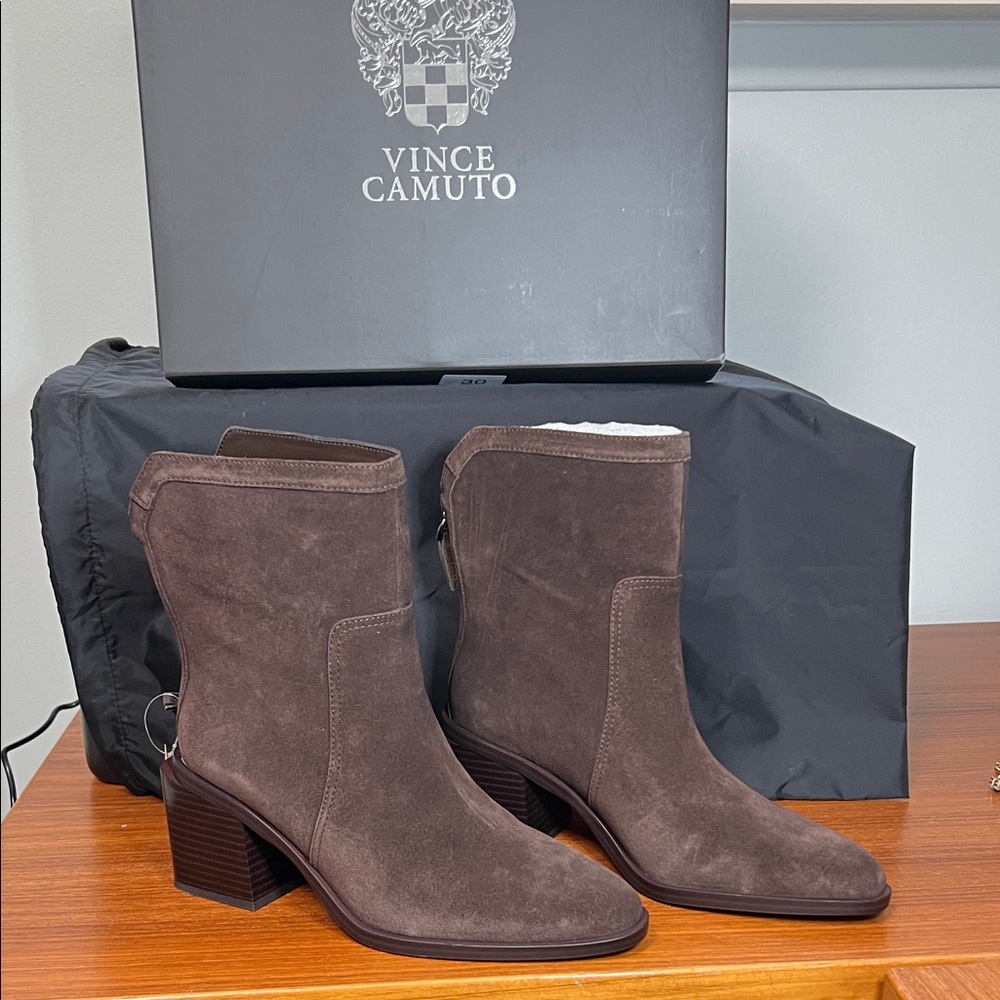 Vince Camuto Dark Brown Suede Heeled Boots